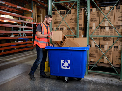 Rubbermaid Commercial 461673BE Recycling Cube Truck, Rectangular, Polyethylene, 500lb Cap, Blue