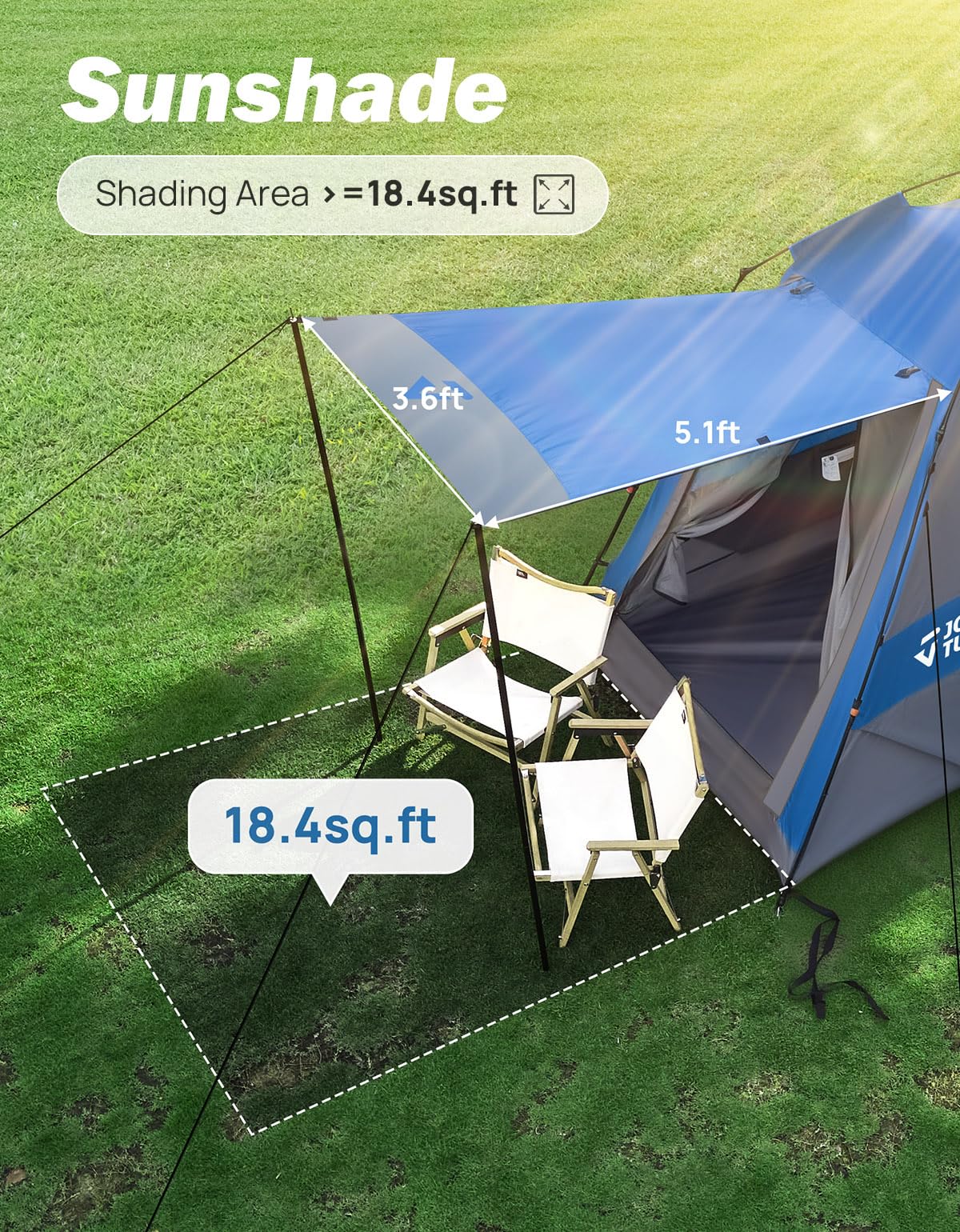 JOYTUTUS Automatic Truck Tent, Easy Set-up, Portable Truck Bed Tent 5.5FT with Rainfly, Truck Camping Tent with Waterproof PU2000mm Double Layer for 2 Person - Blue