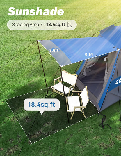 JOYTUTUS Automatic Truck Tent, Easy Set-up, Portable Truck Bed Tent 5.5FT with Rainfly, Truck Camping Tent with Waterproof PU2000mm Double Layer for 2 Person - Blue