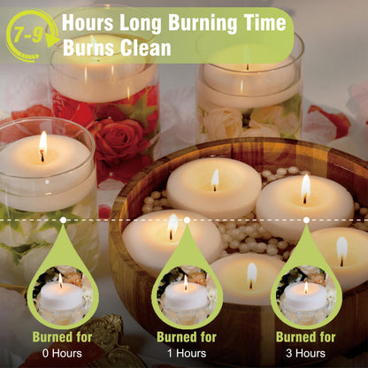 Auralome White Floating Candles 3-Inch - 12 Pack Water Floating Candle Long Burning Candle Set Unscented Candles Floating for Centerpieces Wedding Dinner Thanksgiving Party Home Decor