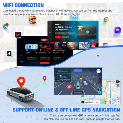 [4+64G] Android 13 Car Stereo for Jeep Compass Patriot 2010-2016 Support Wireless Carplay&Android Auto, 10.1 inch IPS Touchscreen Patriot Radio with GPS, WiFi, Bluetooth FM Radio