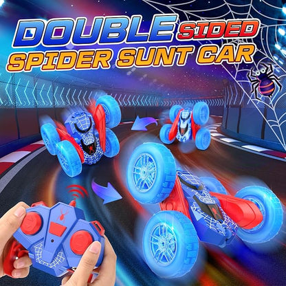 NQD Spider Remote Control Car- Double Sided 360°Rotate RC Stunt Car with Wheel Lights 4WD Off-Road RC Cars 2.4Ghz Indoor/Outdoor Rechargeable Toy Car for Boys Age 4-7 8-12 Birthday Xmas Gift