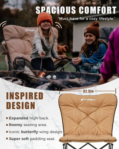 KingCamp Folding Comfy Butterfly Chair Oversized Padded Camping Chairs for Adults Comfortable Camp Chair 300lbs Heavy Duty with High Back for Outdoor Lawn Patio Bedroom Living Room Dorm