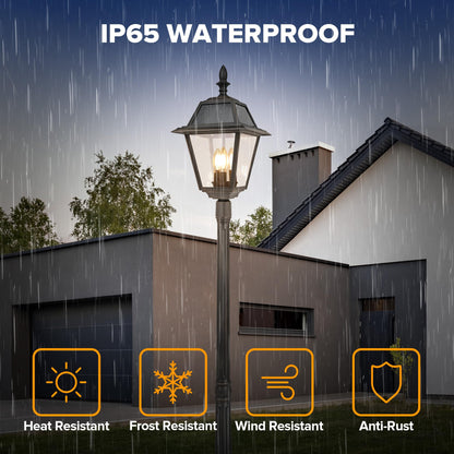 LUTEC Outdoor Solar Lamp Post Light, 300LM Waterproof, Aluminum, Brown, Dusk to Dawn for Garden, Patio, Yard