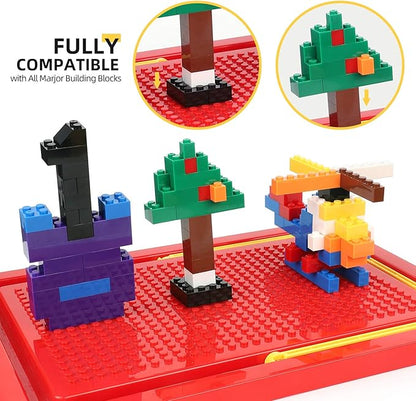 Building Bricks 1020 Pieces Set 1000 Basic Building Blocks in 17 Fun Shapes Includes Wheels Door Window Bulk Block with Storage Box Handle and Base Plate Compatible Block Construction Toys