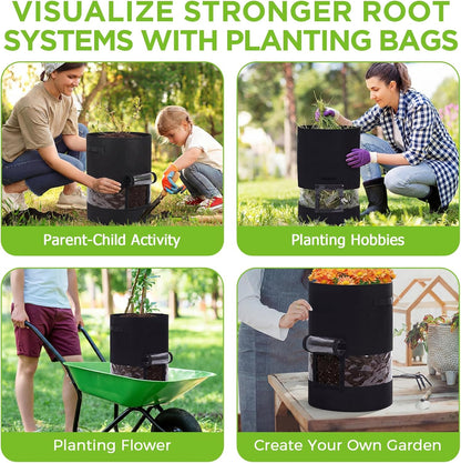 Baderke Potato Grow Bags - 2 Pack with Harvest Window & 360 Visibility | 30 Gallon, Black