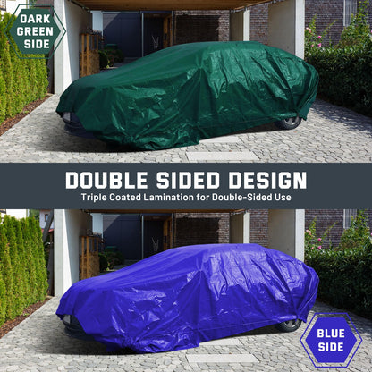 Kesfitt 16 Mil Heavy Duty Waterproof Tarp with Metal Grommets, Dark Green & Blue Reversible Poly Tarp, 20x30 ft, for Outdoor Protection, Yard, Garden, Farm, Camping & Equipment Coverage