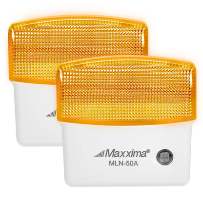 Maxxima LED Night Light with Dusk to Dawn Sensor - Featuring 25 Lumens, Plug in, Ideal for Bedrooms, Bathrooms, Basements, Hallways, and Senior Living, Cool Light - 2 Pack