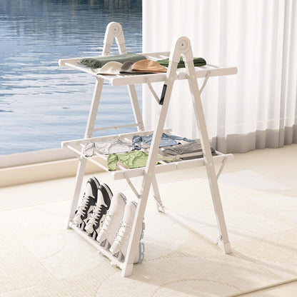 SHARNDY Electric Heated Clothes Drying Rack,Foldable Heated Garment Dryer with Timer Shut-Off Laundry Rack for Clothes Shoes Socks,Aluminum Alloy,White,Plug & Play,(39.37x25.98x23.82in)