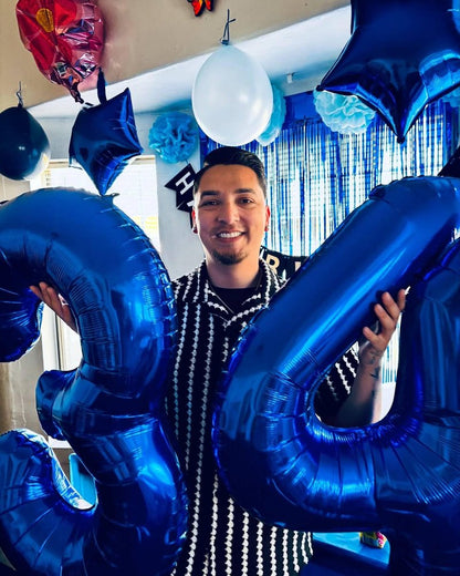Night Blue Number 2 Balloon 40 Inch, 2nd Birthday Decoration for Toddlers Girls Boys, Sparkling 2 Number Balloon Party Decor