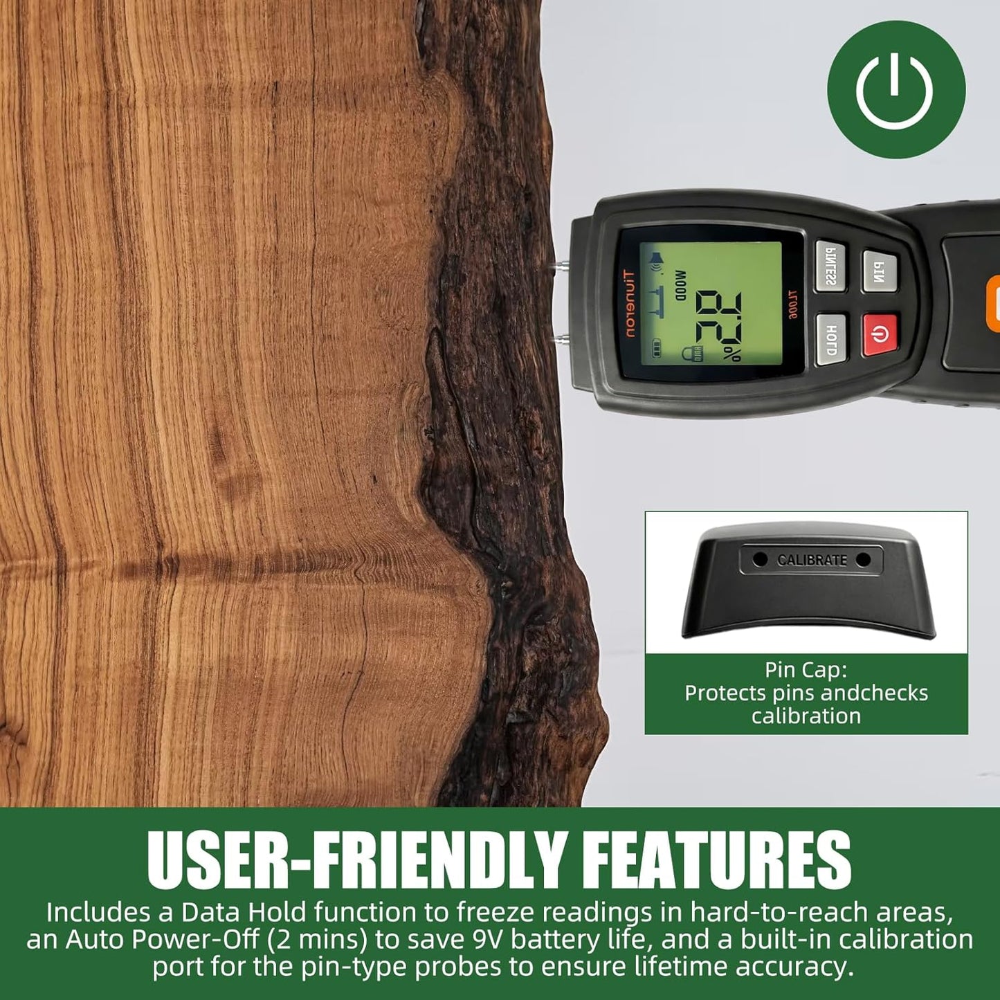 Skiennix Dual Mode Moisture Meter - 2-in-1 Pin & Pinless Detector with Backlight & Buzzer | Ideal for Wood, Drywall & Masonry