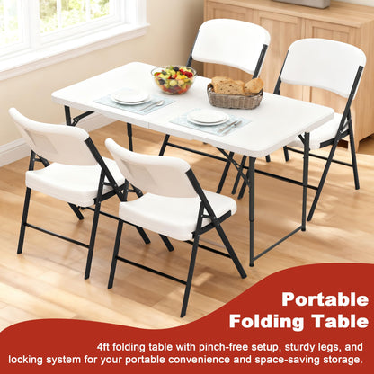Elevon Folding Table Set of 2,4 Feet Heavy Duty Fold-in-Half Utility Table Indoor Outdoor for Camping, Picnic,Party
