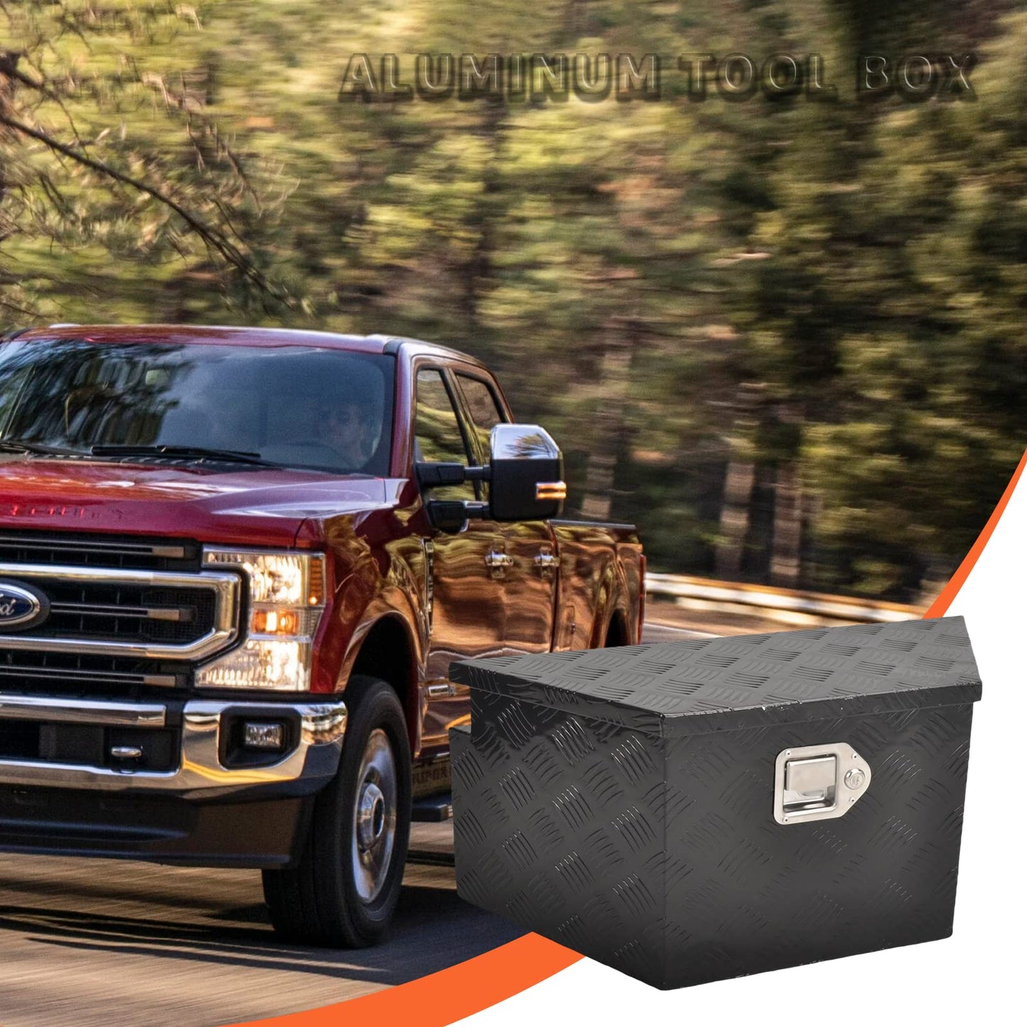 TBAPFS 26 Inch Aluminum Trailer Tongue Tool Box 5 Bar Tread Wide Utility ToolBox for Pick Up Truck RV Storage Organizer Tool Box with Lock and Keys - 26"X13.3"X12" Black