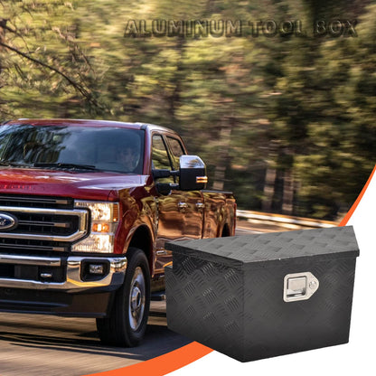 TBAPFS 26 Inch Aluminum Trailer Tongue Tool Box 5 Bar Tread Wide Utility ToolBox for Pick Up Truck RV Storage Organizer Tool Box with Lock and Keys - 26"X13.3"X12" Black