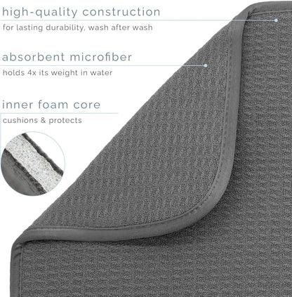 S&T INC. XL Dish Drying Mat - Absorbent Microfiber Kitchen Counter Pad | 18” x 24”, Charcoal