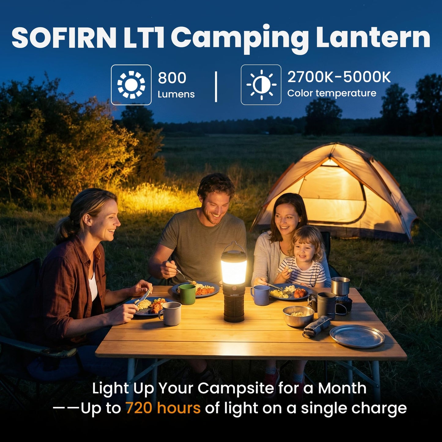 Sofirn BLF LT1 Camping Lantern Rechargeable, Led Lantern with 8X LH351D LED, 24 Hours Runtime in Medium Mode, Perfect Lantern Flashlight for Camping, Power Outages, Hiking, Fishing