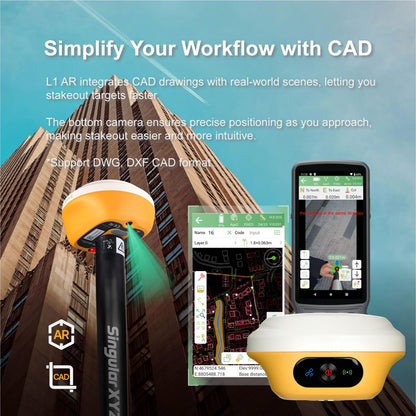 L1-AR GNSS RTK Base+Rover – RTK GPS Handheld Collector with Software & Visual Stakeout with Camera, Global Shutter with 2 MP, 2cm Accuracy, 120° Tilt Survey | Professional Support