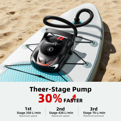 Electric Paddle Board Pump, 22PSI Rechargeable 12000mAh SUP Pump, Theer Stage Inflation/Deflation, Automatic Power-Off Functions, Suitable for Stand up Paddle Boards, Kayak, Surfing Kite, Boat