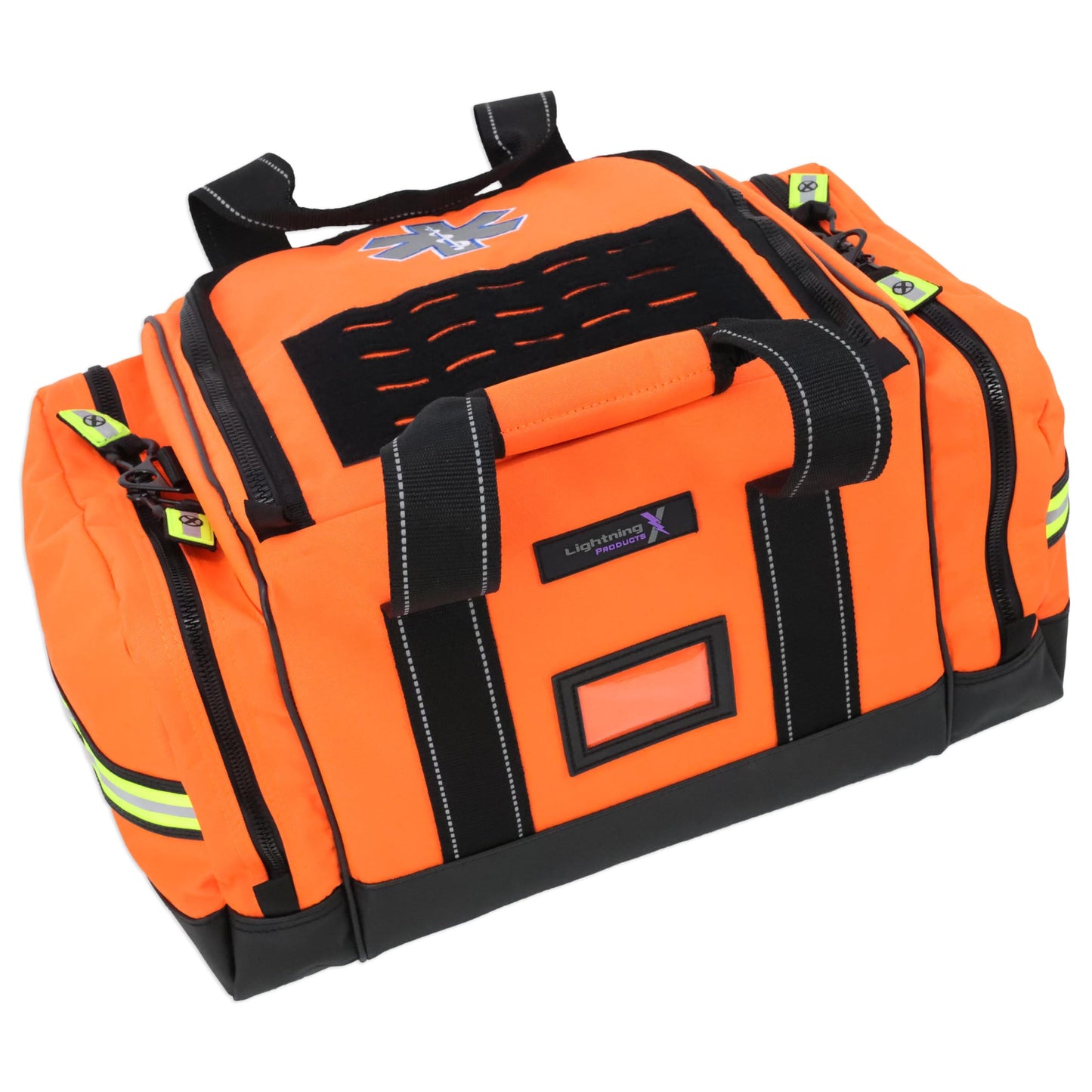 Lightning X LXMB35 EMT Trauma Bag – Large ALS Medical Bag with 6 Color-Coded Pouches, MOLLE Panel, Waterproof Bottom, Reflective EMS Gear for First Responders - ORANGE