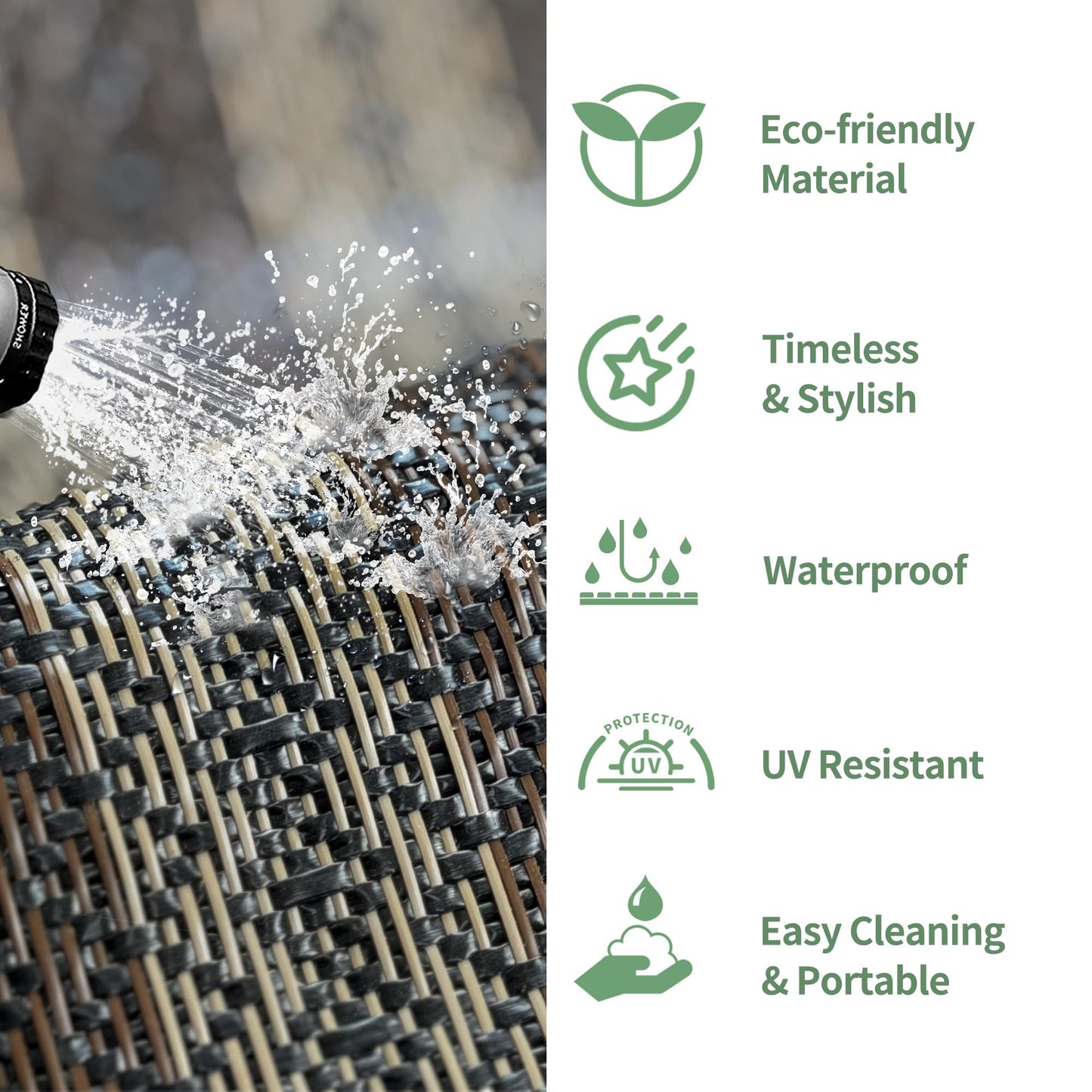 GENIMO Outdoor Rug for Patio Clearance, 10'x14' Reversible Plastic Straw Rugs, Lightweight Waterproof RV Camping Mat for Camper, Balcony, Deck, Backyard, Picnic, Black & Brown