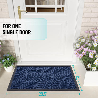 OLANLY Indoor Outdoor Door Mat - Waterproof All-Weather Doormat | Sturdy Natural Rubber, Navy Blue, 29.5x17