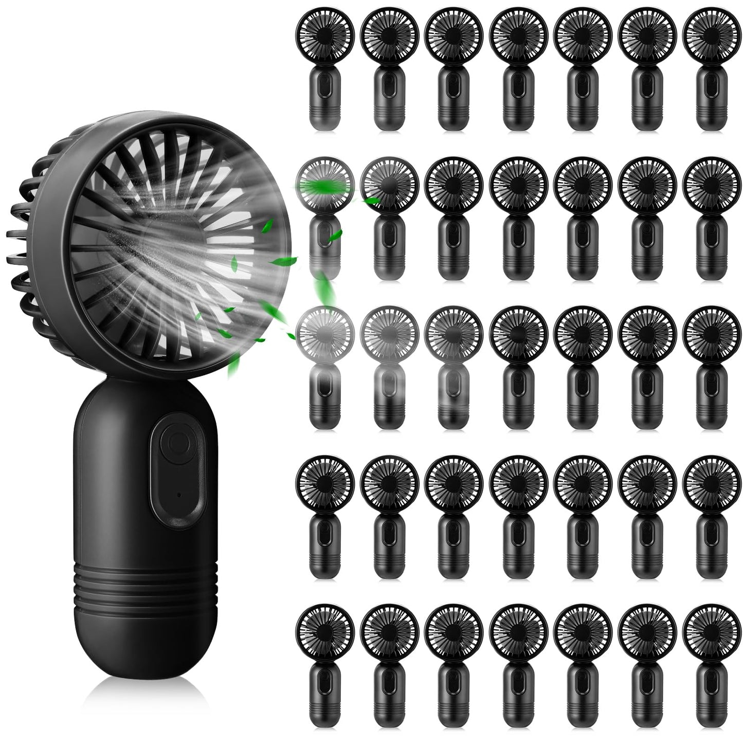 Rossesay 36 Pcs Mini Portable Fan Bulk Cute Handheld Lightweight Small Little Personal Hand Eyelash Fan 3 Speeds USB Rechargeable for Women Men Indoor Outdoor Makeup Travel (Black)