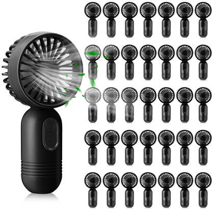 Rossesay 36 Pcs Mini Portable Fan Bulk Cute Handheld Lightweight Small Little Personal Hand Eyelash Fan 3 Speeds USB Rechargeable for Women Men Indoor Outdoor Makeup Travel (Black)