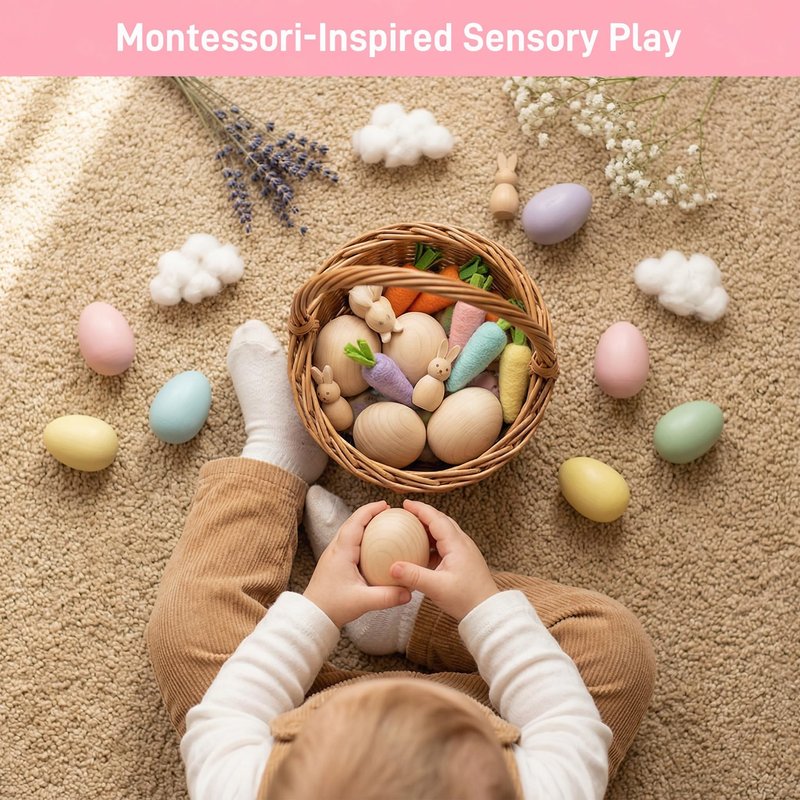SallyFashion 15Pcs Wooden Easter Eggs, Fake Wood Eggs to Paint Brown Unfinished Craft for Dying Decorating Chicken Toys