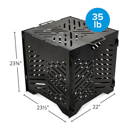 Camco 22” Small Burn Bin | Crafted of Heavy-Duty SS400 Steel to Withstand Extreme Temperatures & Features Hand-Oiled Panels with Unique Venting Patterns for Premium Airflow (51251)