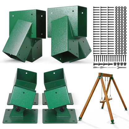 DooToo Swing Bracket Kit, Stainless Steel 2-Pack A Frame Swing Brackets and 4-Pack Adjustable Swing Set Brackets,for Outdoor & Backyard (Green)