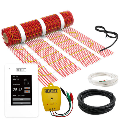 10 sqft HEATIT Warmmat Electric Radiant Self-Adhesive Floor Heat Heating System & ET-7A Thermostat & Alarm Monitor