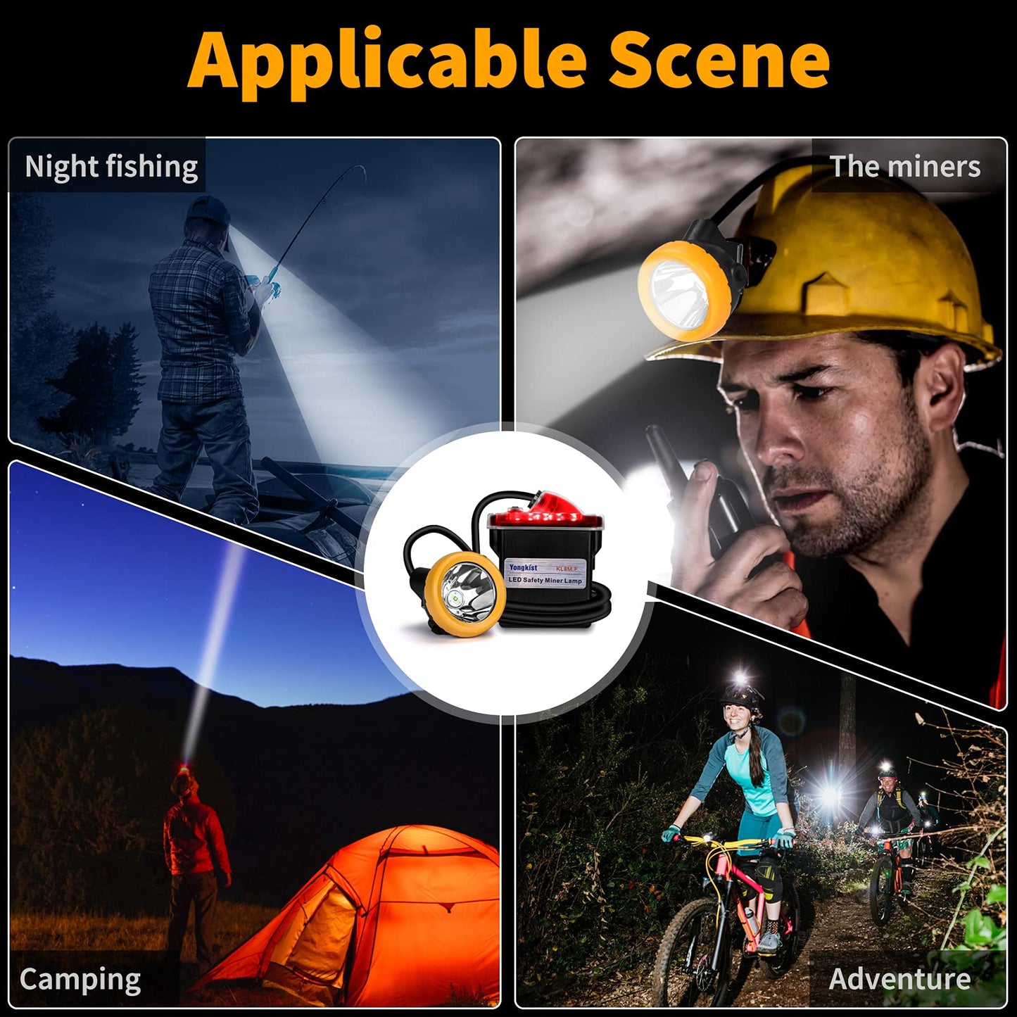 Yongkist Safety Mining Headlamp 1+2 LED Rechargeable Coal Mining Light with Battery Pack, Waterproof Explosion Proof Hard Hat Cap Lamp, Durable LED Torch Headlight for Mining, Tunneling, Outdoor Work