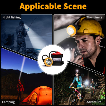 Yongkist Safety Mining Headlamp 1+2 LED Rechargeable Coal Mining Light with Battery Pack, Waterproof Explosion Proof Hard Hat Cap Lamp, Durable LED Torch Headlight for Mining, Tunneling, Outdoor Work