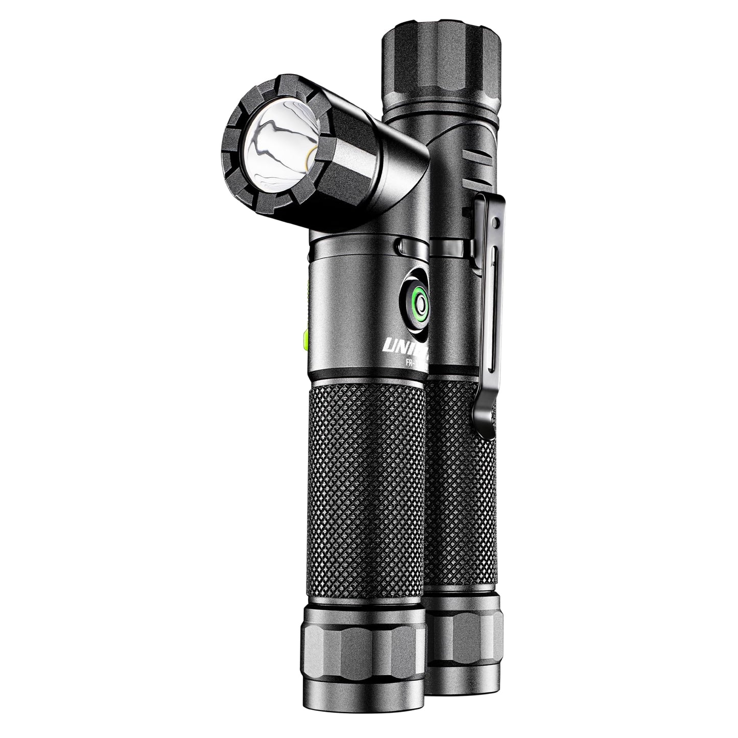 Unilite FR-1200 Right Angle Flashlight – 1200 Lumen LED, 90° Rotating Head, USB-C Rechargeable, Magnetic Base, IP65 Water & Dust Resistant, Impact Resistant, Pocket Clip Included