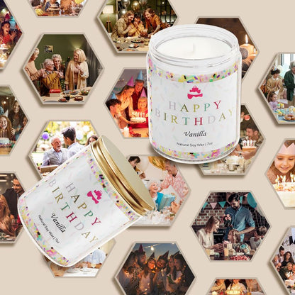 Lihome Happy Birthday Candle - Birthday Gifts for Women, Men, Mom, Dad, Sister, Teacher, Friends - Best Gifts for Ideas, Natural Soy Wax Vanilla Scented Candles