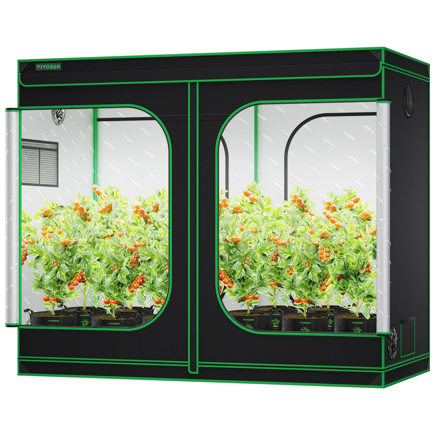 VIVOSUN S848 4x8 Grow Tent 96"x48"x80" High Reflective Mylar Tents with Observation Window and Floor Tray for Hydroponics Indoor Plant for VS4000/VSF4300