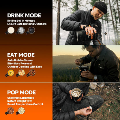 Stoke Voltaics Electric French Press Coffee Maker, 120V Boil Water & Press Coffee 2-in-1, Portable Design for Camping, Travel, 6 Minute Brew Ready