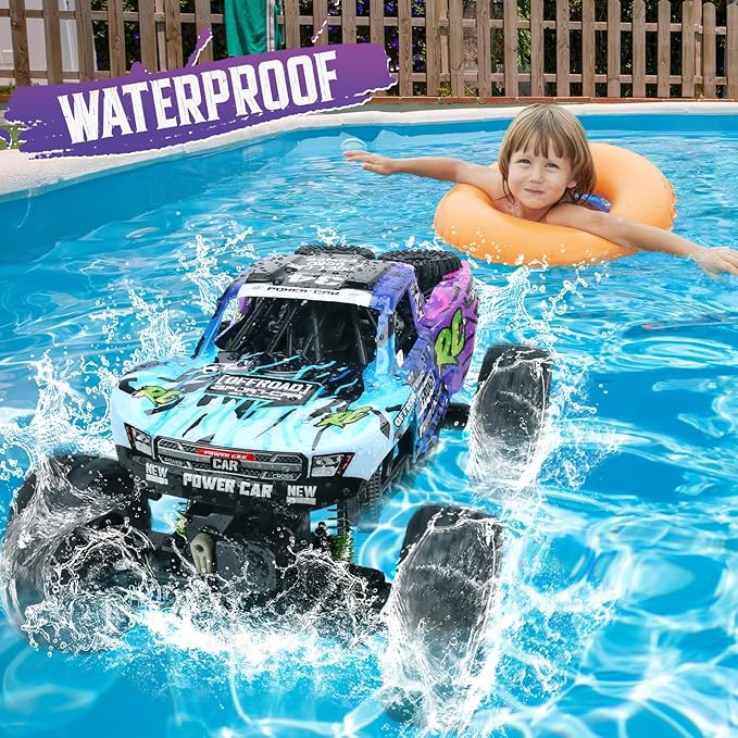 Remote Control Truck1:12 4x4 Offroad Waterproof RC Trucks Large Amphibious Remote Control CarDual Motors Crawler Vehicle Monster Toys with 2 Rechargeable Batteries Best Gift for Kids Adults