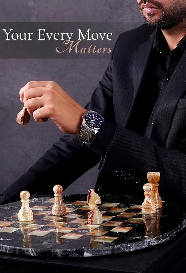 Marble Chess Set for Adults with Complementary Storage Box 15 Black &amp Green Handmade Chess Board Game with 2 Extra Queens Unique Gift &amp Home Décor