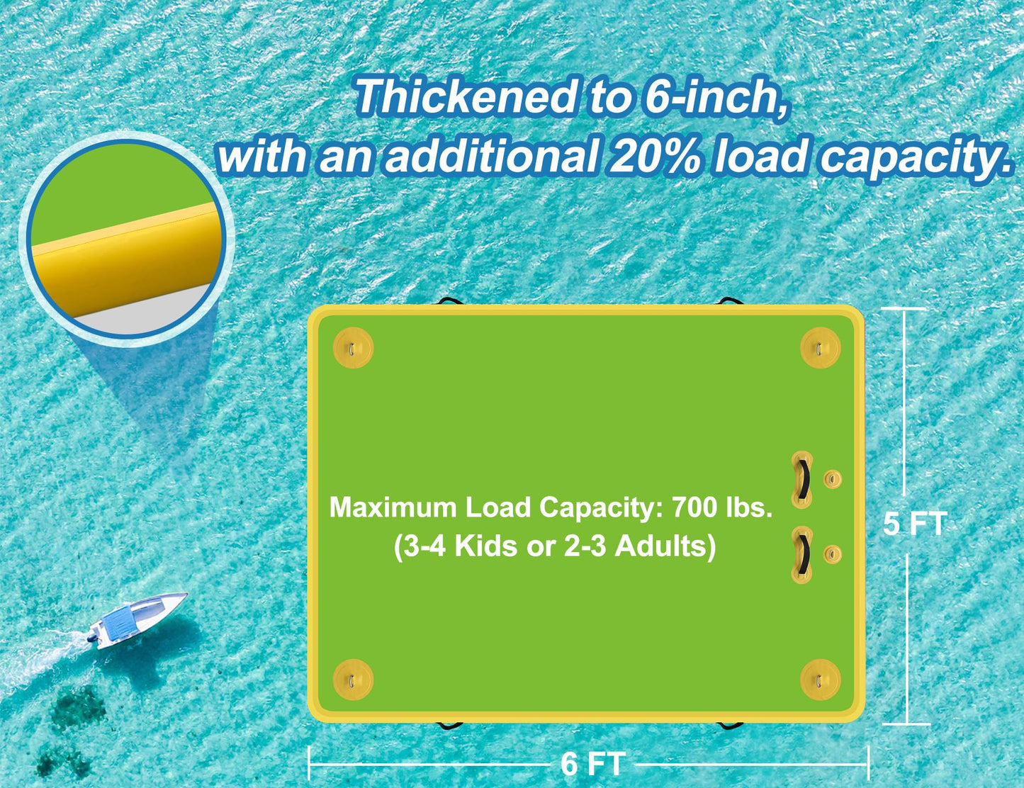 Wauffua Inflatable Floating Dock for Lakes, Thick and Extra Wide Lake Floats for Adults, Non-Slip Air Dock Platform with Portable Carrying Bag, Floating Platform Island for Pool Beach Ocean