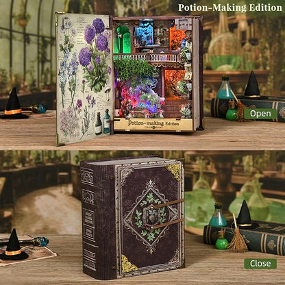 Book Nook KitTiny House Kits to Build to Live inDIY Wooden Crafts for Adults Mini Model Kits with LED Birthday and Valentine's Day Gift for Adults (Potion-Making Edition)