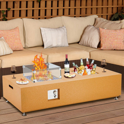 56-inch Outdoor Propane Fire Pit Table with 50,000 BTU Output, 13-inch Ice Bucket, Dual Function, CSA Certified, Fire Glass Beads and Wind Guard for Patio, Poolside and Garden