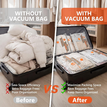NESCCI Vacuum Bags - Travel Compression Packing Bags with Rechargeable Air Pump | 24 Pcs Carry-On Size