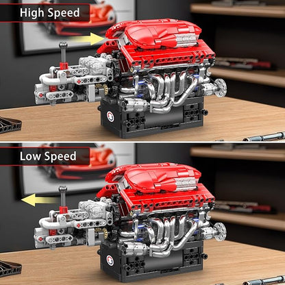 Mould King 10226 V12 Engine Model Kit That Run 12-Cylinder Supercar Engine Building Blocks Sets with Motor Building Your Own Supercar Engine Toy STEM Engineering Toy for Adults(863 Pcs)
