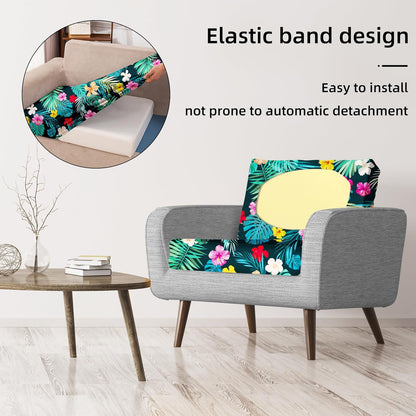 Skiennix 8Pcs Stretch Patio Cushion Covers - Washable & Reusable Outdoor Sofa Slipcovers | Flowered Leaves Design
