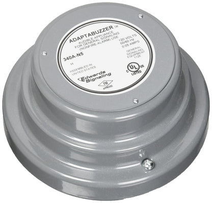 Edwards Signaling Buzzer, Buzzer, Continuous, 120V AC, 70 dB, Steel, Gray, Surface Mount 340A-N5-1 Each