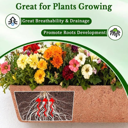 Halatool Coco Fiber Window Box Liners - 24 Inch Pre-Formed Natural Coir Planter Liners (2 Pack)