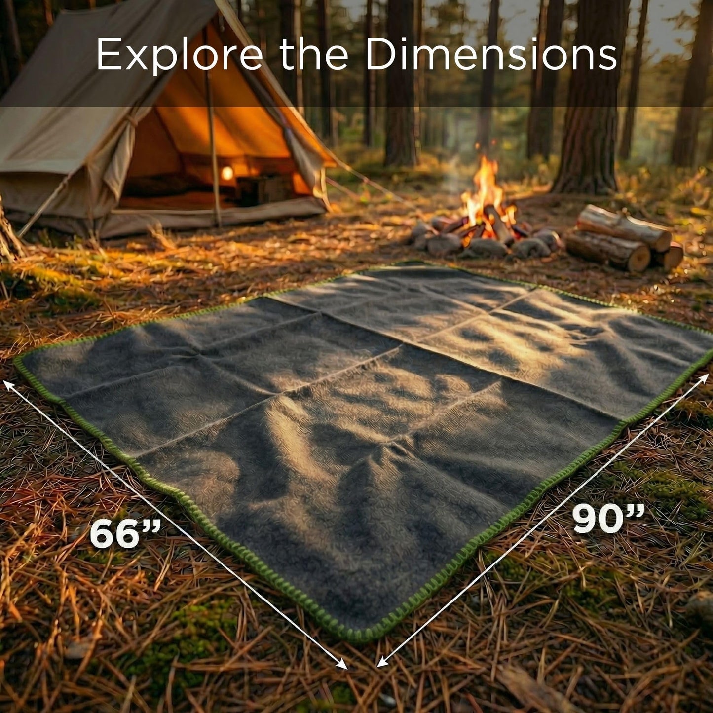 Wool Camping Blanket 10-Pack - 70% Wool Heavy-Duty Military Style Throw, Warm & Washable, Fire Retardant Cover for Emergency, Survival & Outdoor Use – For Camping, Car, Home & Hiking, Grey 66x90