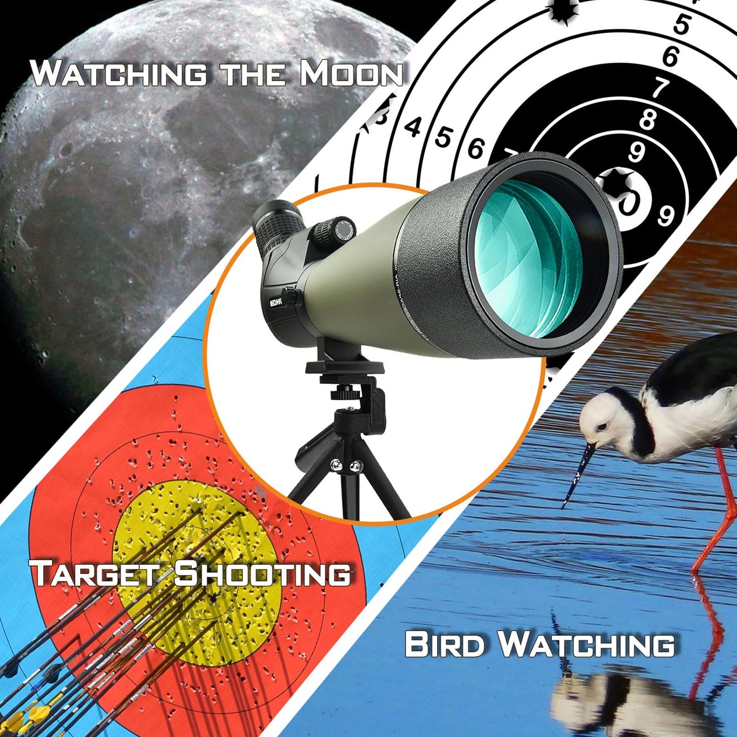 GOOCHIN 25-75X80 Spotting Scopes, HD Spotter Scope for Target Shooting, BAK4 Prism with Tripod, Smartphone Adapter, Waterproof Spotting Scope for Bird Watching Hunting Wildlife Viewing