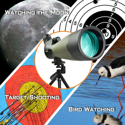 GOOCHIN 25-75X80 Spotting Scopes, HD Spotter Scope for Target Shooting, BAK4 Prism with Tripod, Smartphone Adapter, Waterproof Spotting Scope for Bird Watching Hunting Wildlife Viewing